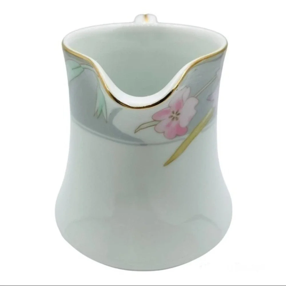 MIKASA Creamer - CHARISMA GRAY | Size 10 oz | Porcelain White Floral